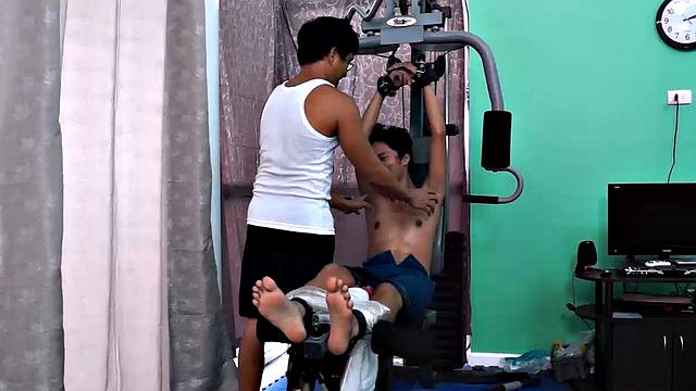 These boys just keep coming for a workout, and they surely get one! This time Asian cutie Idol gets restrained to the equipment for a hearty tickle workout on every muscle of his body.