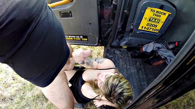 Busty passenger gives tit wank