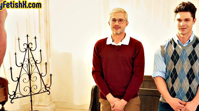 Religious jock assfisted in church chapel