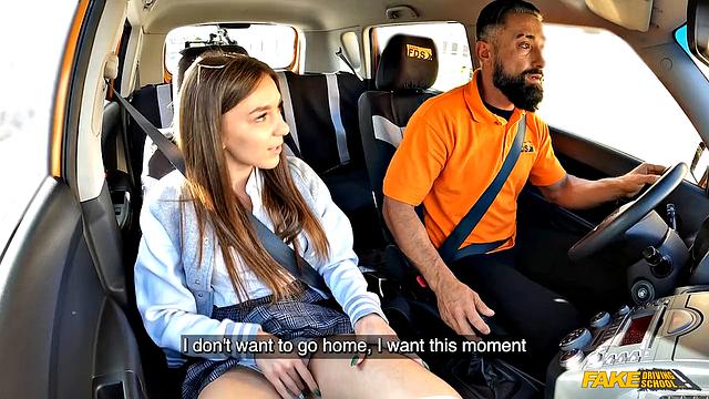 Italian Brunette Driving