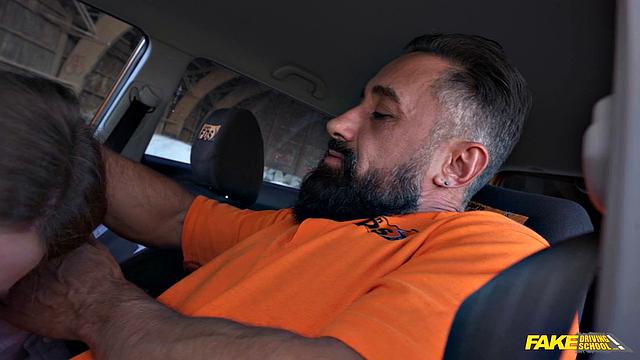 Italian Brunette Driving