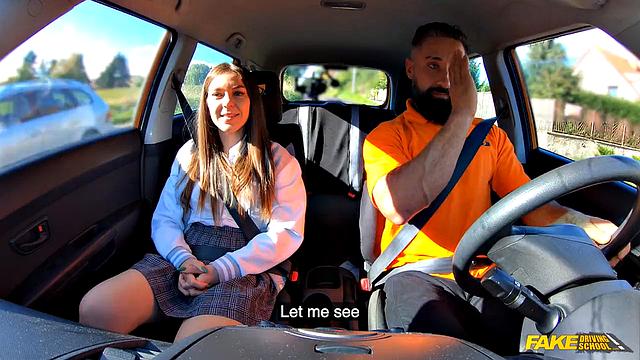 Italian Brunette Driving