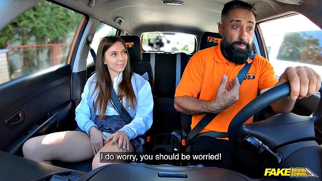 Italian Brunette Driving