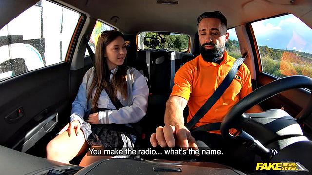 Italian Brunette Driving