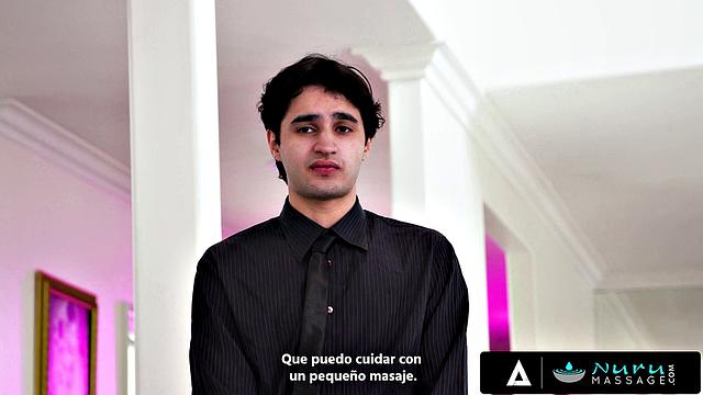 NURU MASSAGE - Naughty Wife Cheats On Her Hubby With Assistant SPANISH SUBTITLES