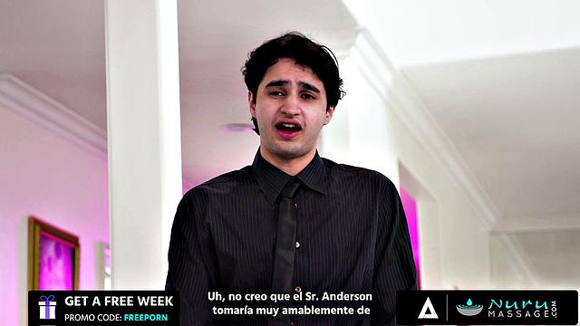 NURU MASSAGE - Naughty Wife Cheats On Her Hubby With Assistant SPANISH SUBTITLES