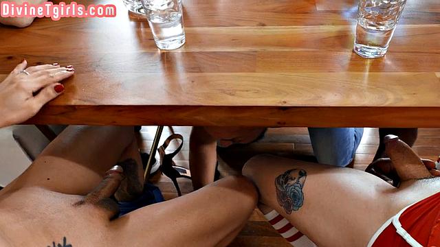 Stunning TS babes anal banged by lover