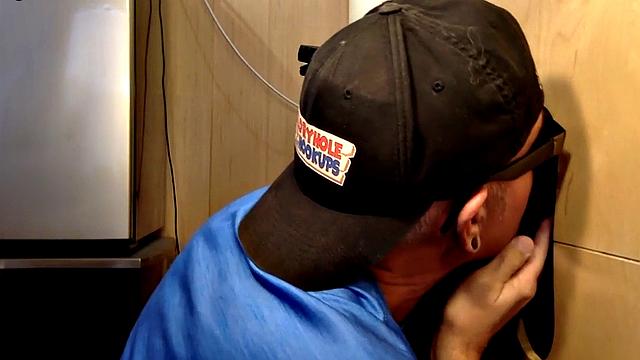 Gloryhole gaydaddy sucks black penis till cum in mouth