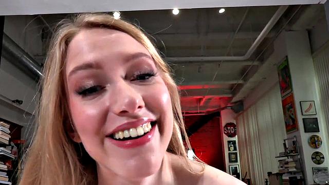 Real amateur lover with small boobs spoils POV dick