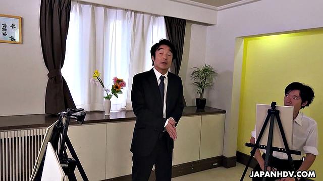 Housewife Erina Sugisaki gets fucked in art class by a group of men