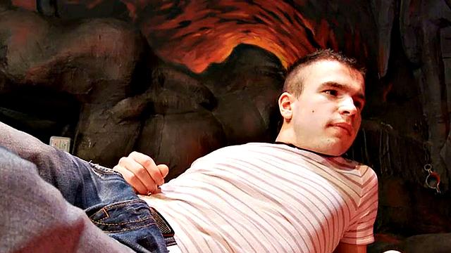 Strapon CFNM babes pegging guy in threesome