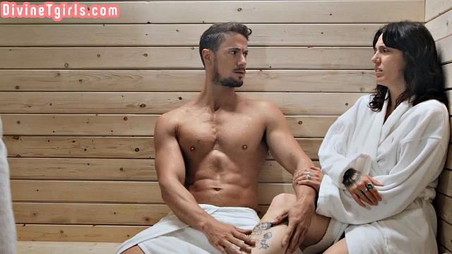 Stunning TS bouncing on lover