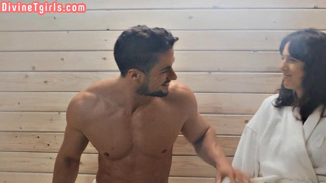 Stunning TS bouncing on lover