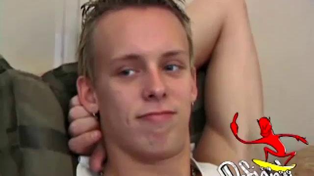 Roar lubes up a red dildo and buries it deep inside naked young ass. In total ecstasy, he slides in and out, while stroking his hard cock. Then he gets on his knees and rams his ass with it from behind.