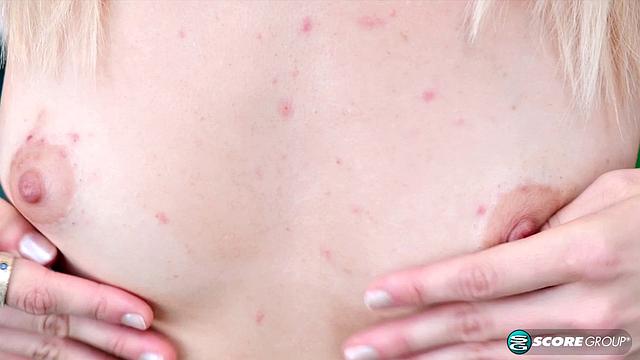 Yoga chick Sveera stretches outside and then loses her clothes, spreads and fingers her snatch.