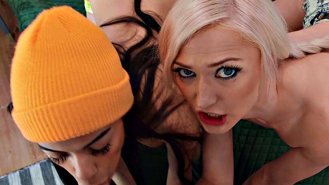 Watch Roommate Thief share BF with tattoos & pigtails