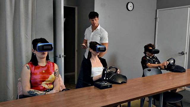 Skinny Shemale barebacked in classroom by tutor