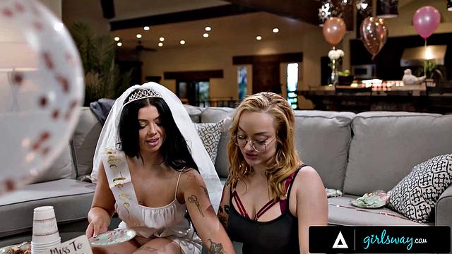 рыжая эмма трётся о невесту холли - свадьба началась с жарких движений