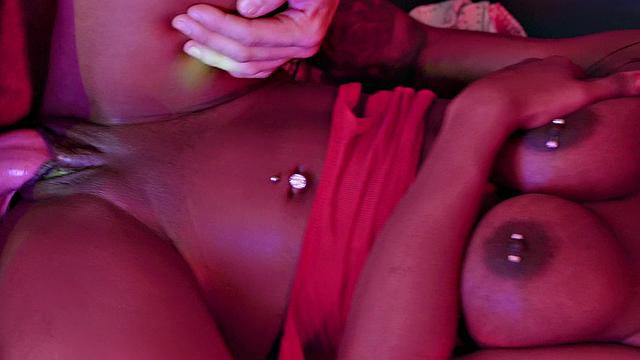 A young, curvy babe in a thong ride you while giving you a titjob and giving you a side-bang in the middle of