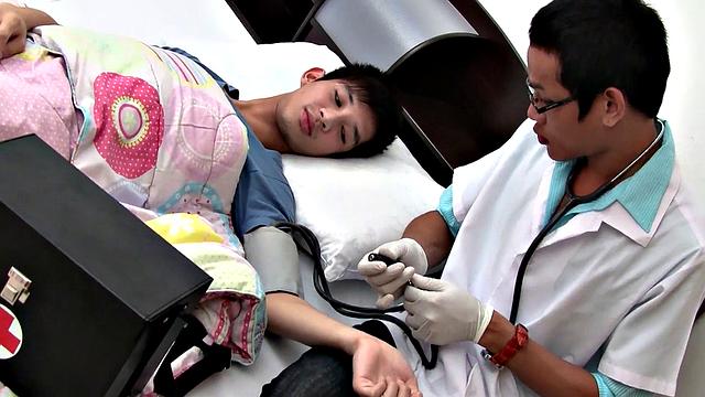 Slim Asian bareback nailed from behind by doctor