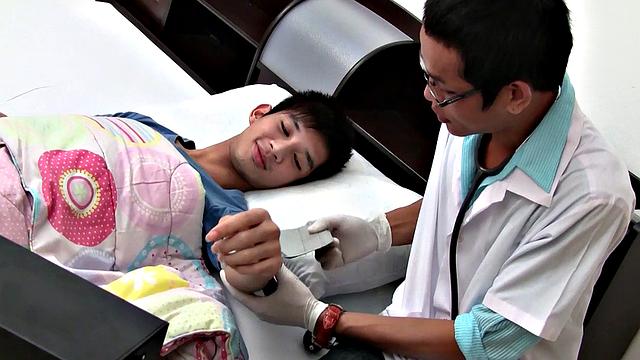 Slim Asian bareback nailed from behind by doctor