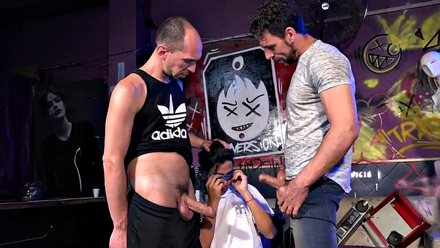 Daddies Joris and Mater have young Ringo to play with and it isn't long before the young Latino is sucking on their cocks.