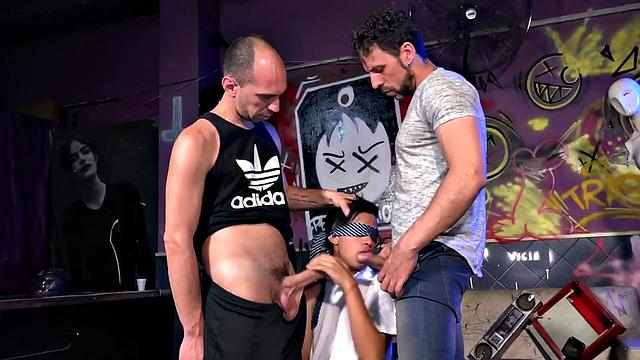 Daddies Joris and Mater have young Ringo to play with and it isn't long before the young Latino is sucking on their cocks.