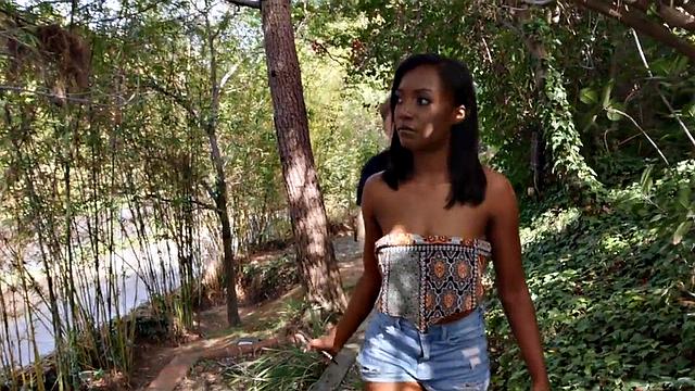Hot ebony MILF gets oiled up & pounded by short dude in wild 3some