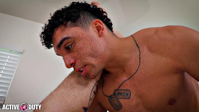 Tatted Private Fucks Newbie Latino Recruit - Andrew Miller, Amone Bane - ActiveDuty