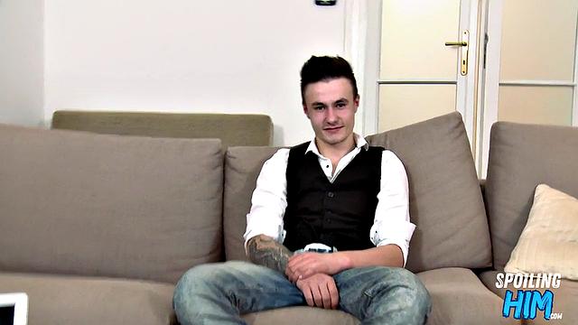 Handsome stud doggyfucked at casting