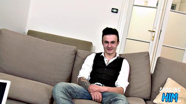 Handsome stud doggyfucked at casting