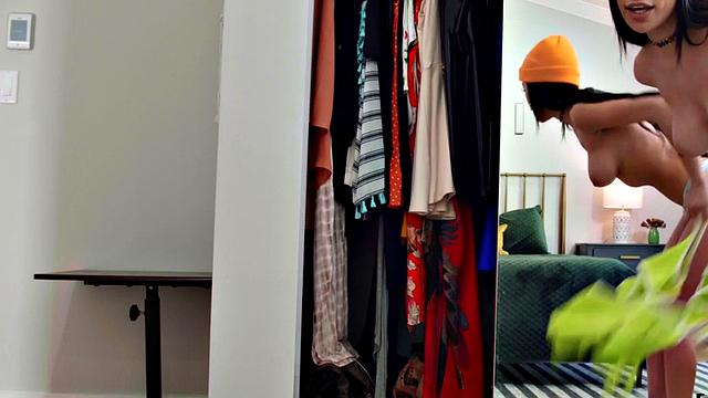 Petite babes sucking pov dick in trio before cockriding