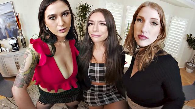 Badass boss, April Olsen, makes the new guy take care of her and her two favorite employees, Jasmine Wilde and Octavia Red