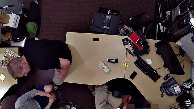 Gay pawn threesome assfucked in the office by shop owners