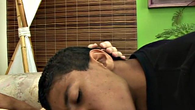 Skinny Spanish twink swaps cum after bareback anal