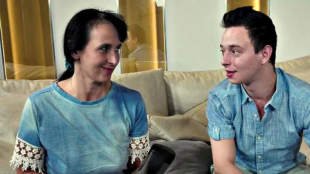 Hairypussy stockings cougar fucked by stud before final blowjob