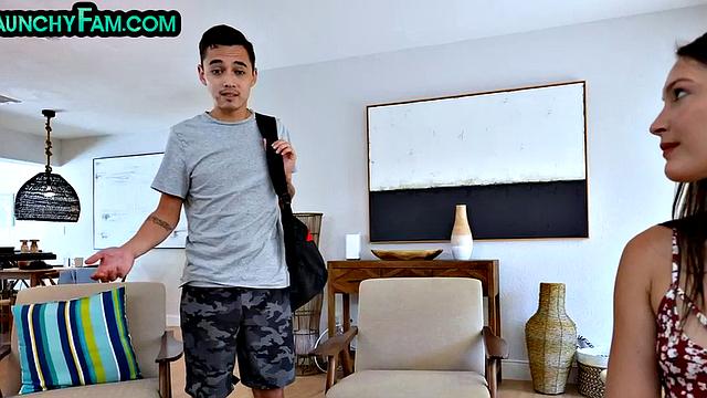 Weird stepsister gets fucked after giving massage