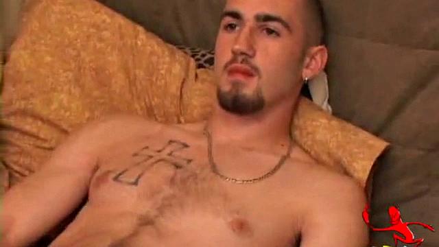 Donovan wastes no time as he pulls down his pants and lubes up his cock. Totally focused on the porn videp playing, Donovan strokes hard, until he expels a monster cum load.