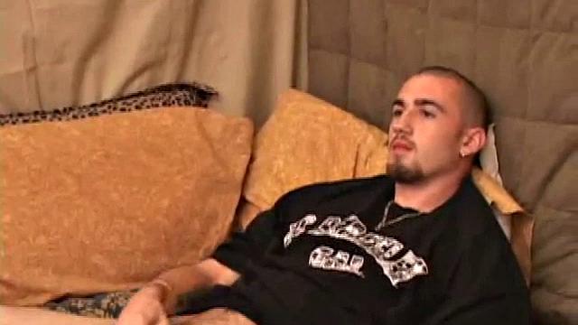 Donovan wastes no time as he pulls down his pants and lubes up his cock. Totally focused on the porn videp playing, Donovan strokes hard, until he expels a monster cum load.