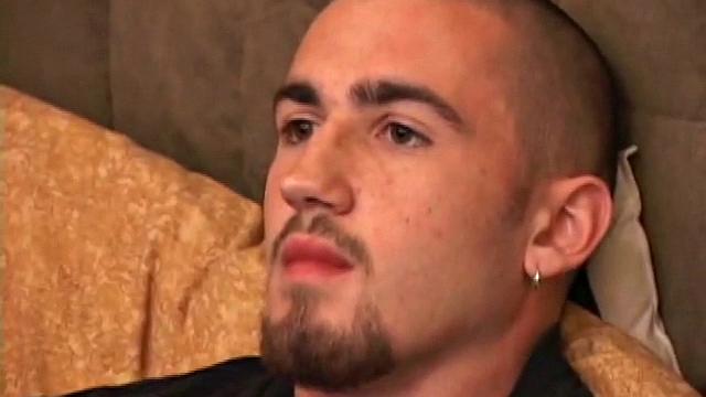 Donovan wastes no time as he pulls down his pants and lubes up his cock. Totally focused on the porn videp playing, Donovan strokes hard, until he expels a monster cum load.