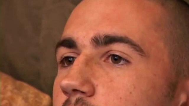 Donovan wastes no time as he pulls down his pants and lubes up his cock. Totally focused on the porn videp playing, Donovan strokes hard, until he expels a monster cum load.