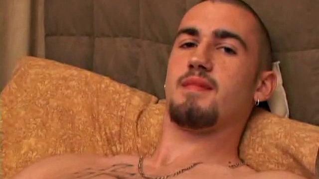 Donovan wastes no time as he pulls down his pants and lubes up his cock. Totally focused on the porn videp playing, Donovan strokes hard, until he expels a monster cum load.