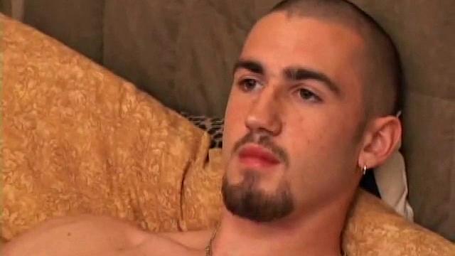 Donovan wastes no time as he pulls down his pants and lubes up his cock. Totally focused on the porn videp playing, Donovan strokes hard, until he expels a monster cum load.