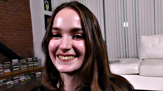 Watch this horny GF stroke her way to a dirty talk-filled orgasm on the couch