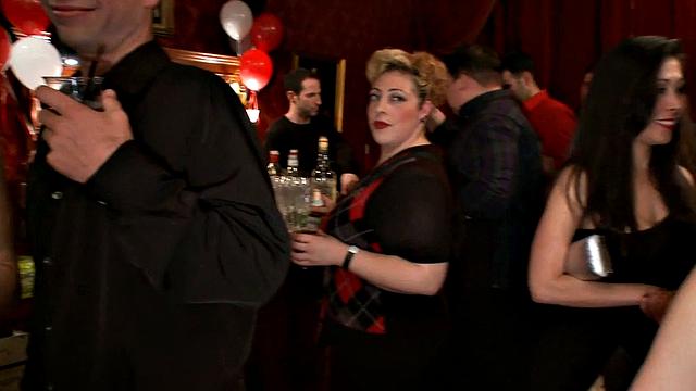 BDSM public sluts deepthroat in sucking orgy for voyeurs