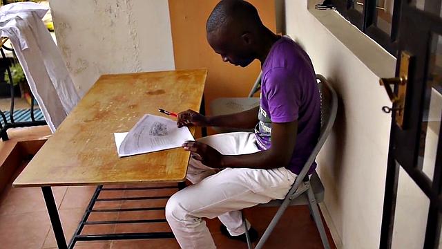 African solo twink jerks black cock after studying