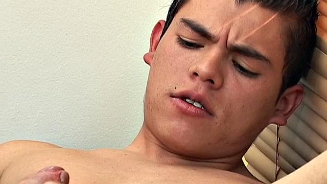 Sebastian is seated at his desk with a blow up doll that he's about to have sex with. His active imagination conjures up a naked boy.