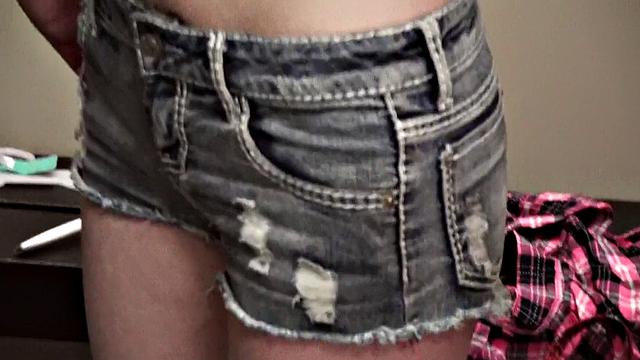 Get a POV view of a brown-haired babe getting her nipples sucked in a store