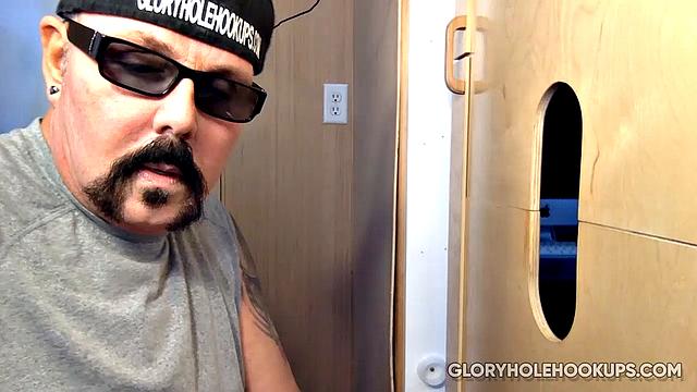 guy skips small talk and goes straight for gloryhole action
