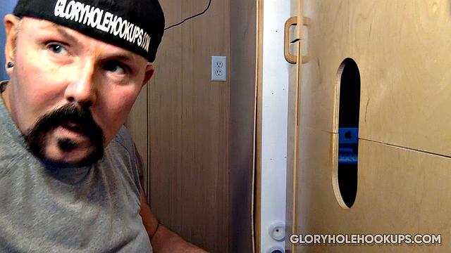 guy skips small talk and goes straight for gloryhole action
